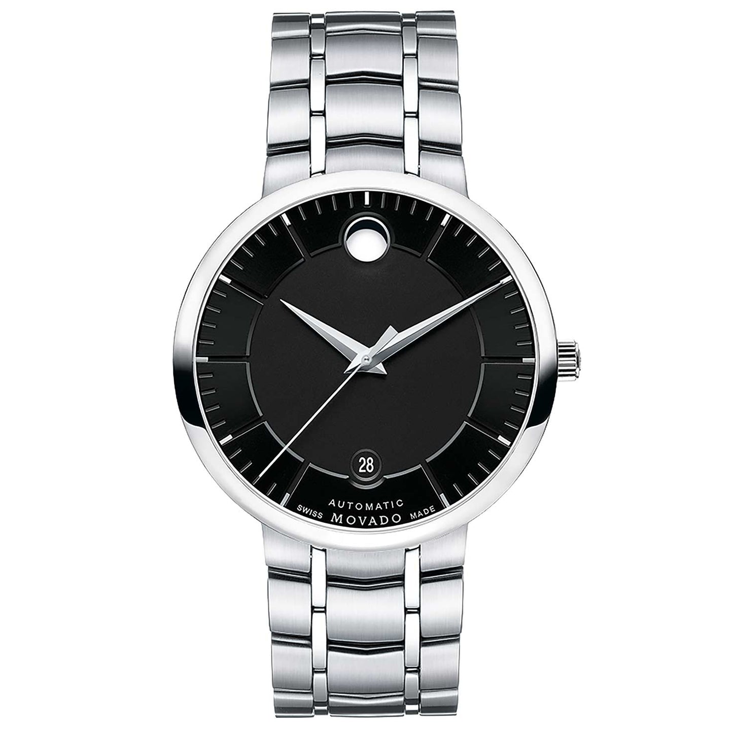 Reloj automático clásico de hombre Movado brazalete esfera negra