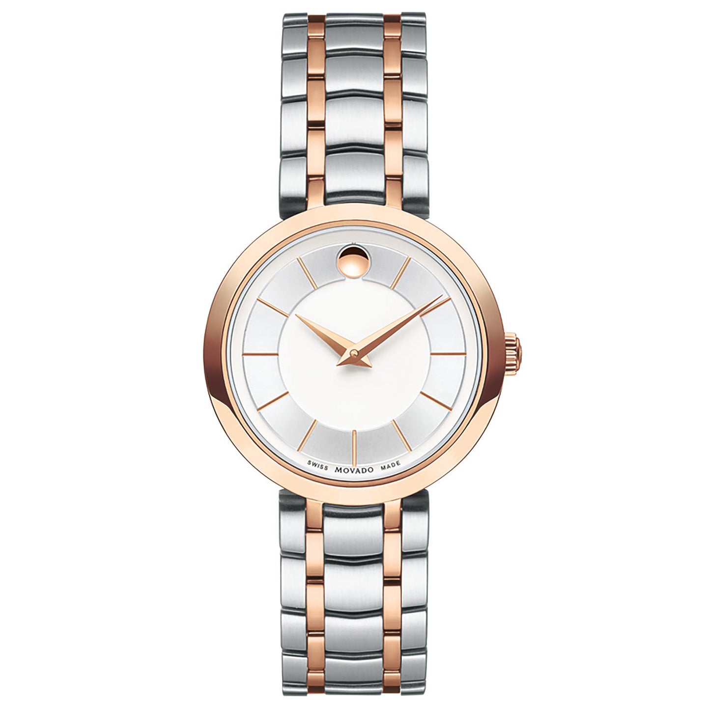 Reloj clásico Movado de mujer plateado y rosado