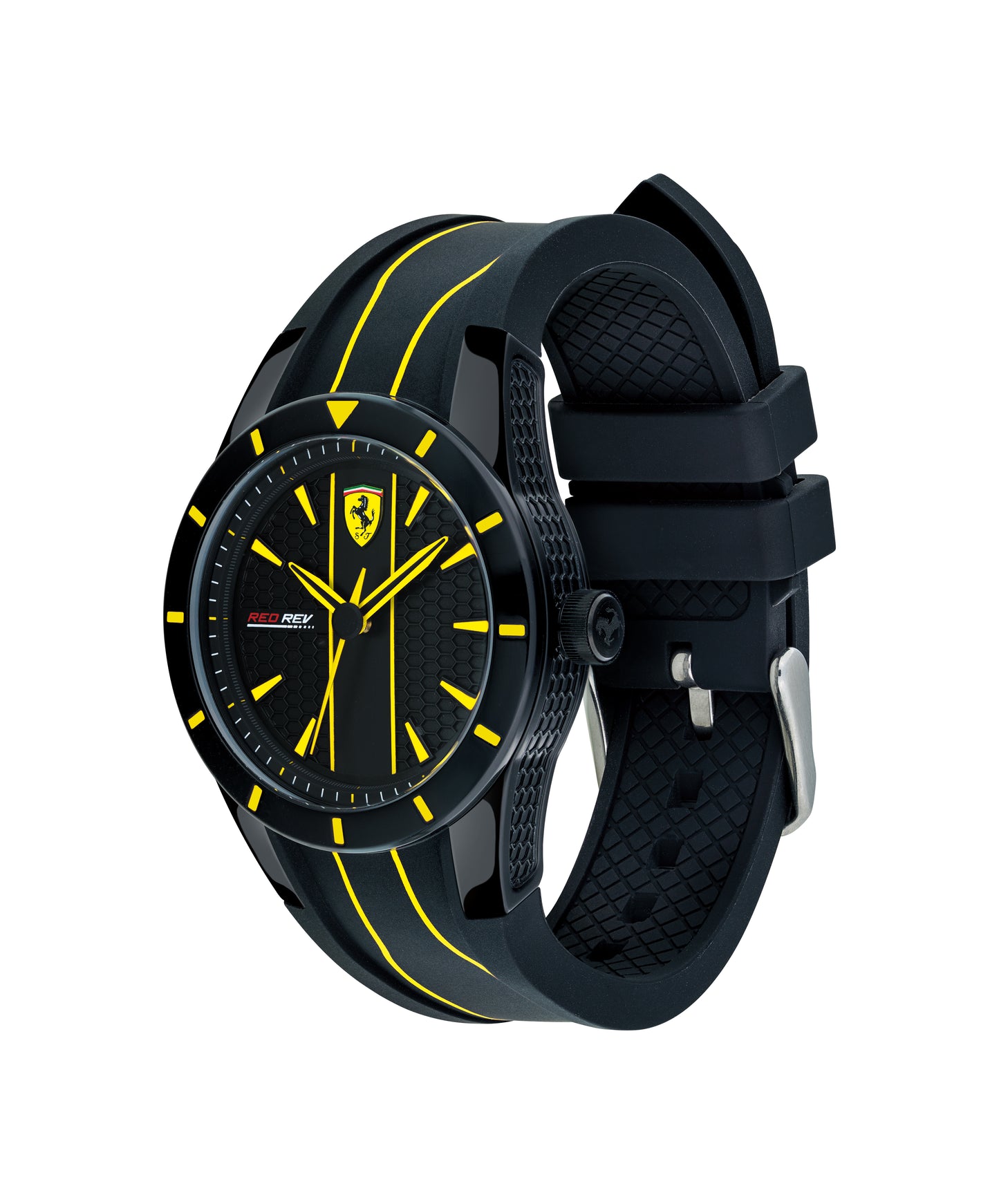 Reloj deportivo Scuderia Ferrari de caucho negro y amarillo de Niño
