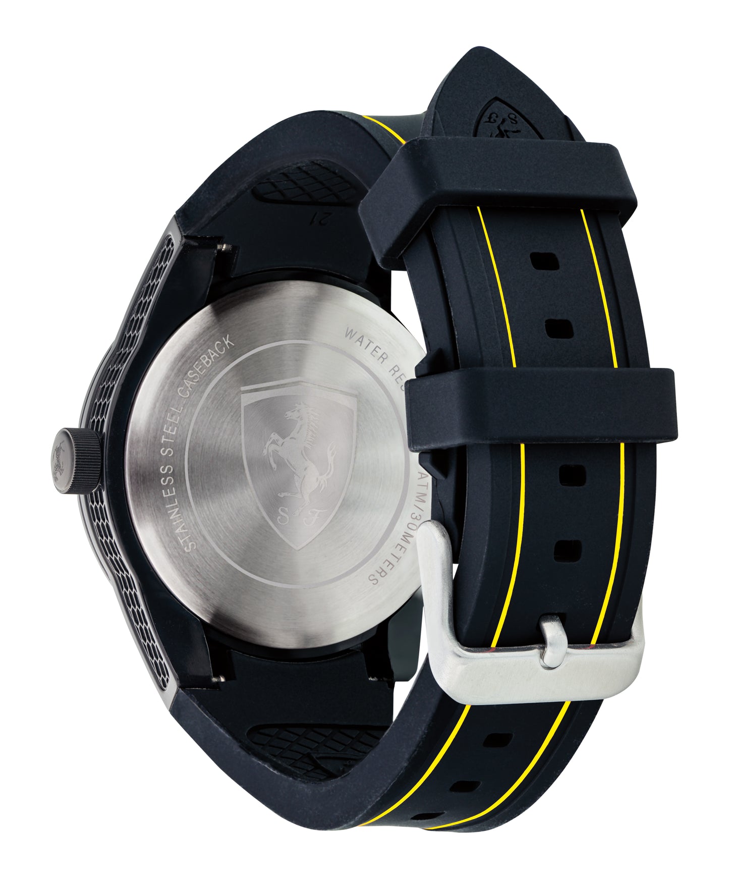 Reloj deportivo Scuderia Ferrari de hombre de caucho negro y amarillo
