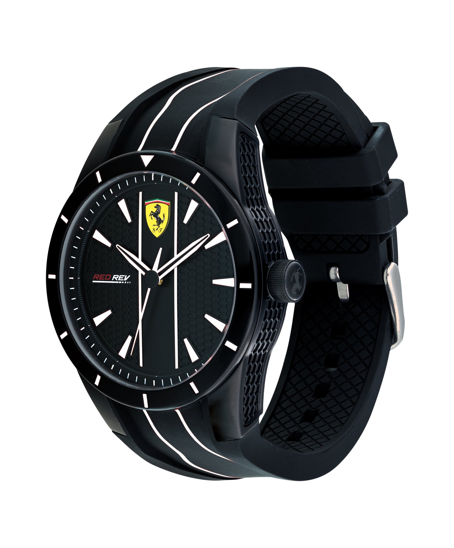 Reloj deportivo Scuderia Ferrari de hombre de caucho negro y blanco