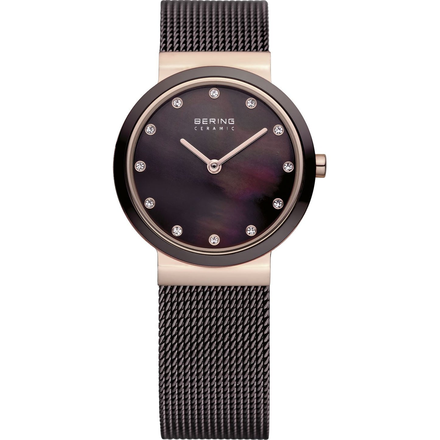Reloj mujer de cerámica malla marrón