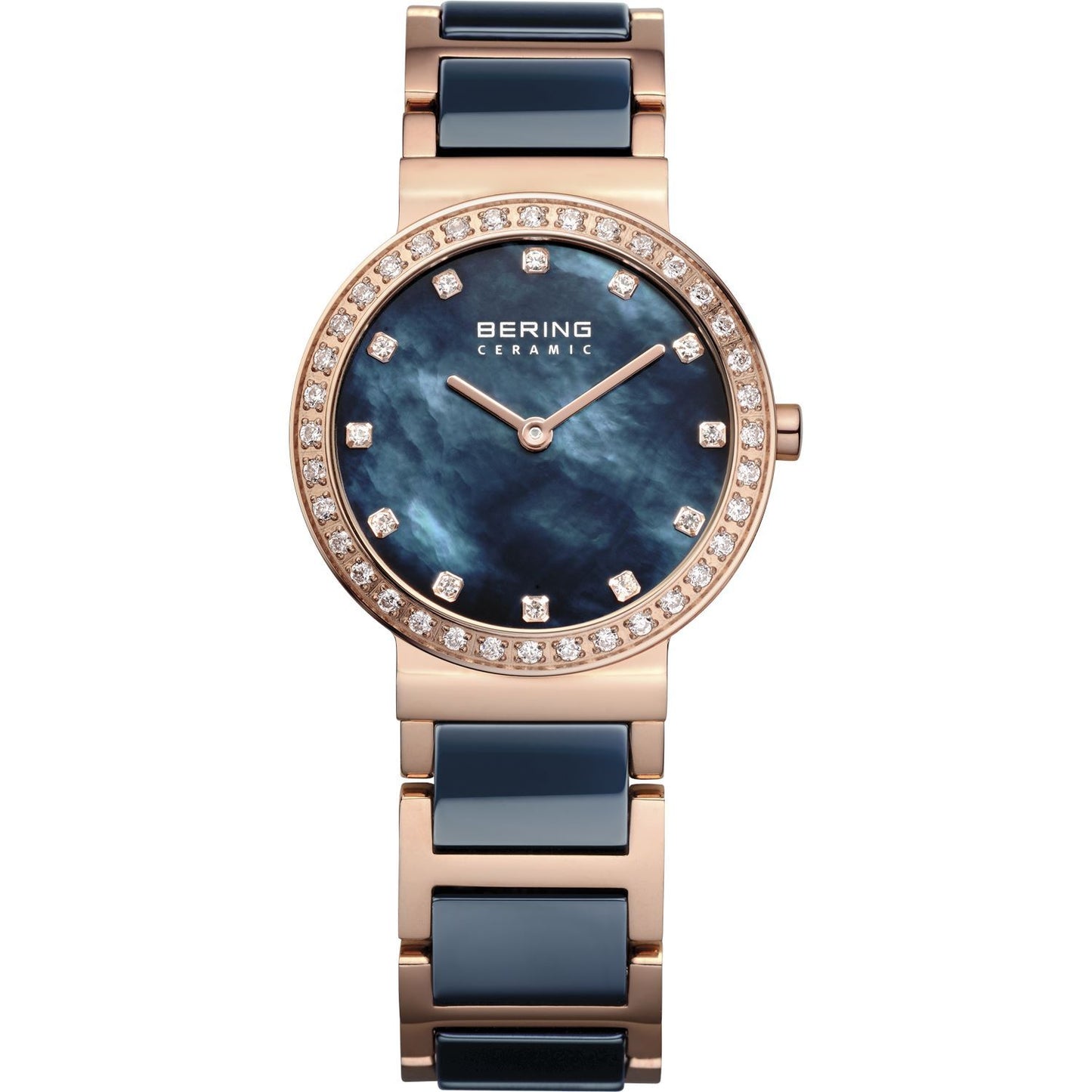 Reloj Bering mujer de cerámica azul y bisel decorado Swarovski Elements