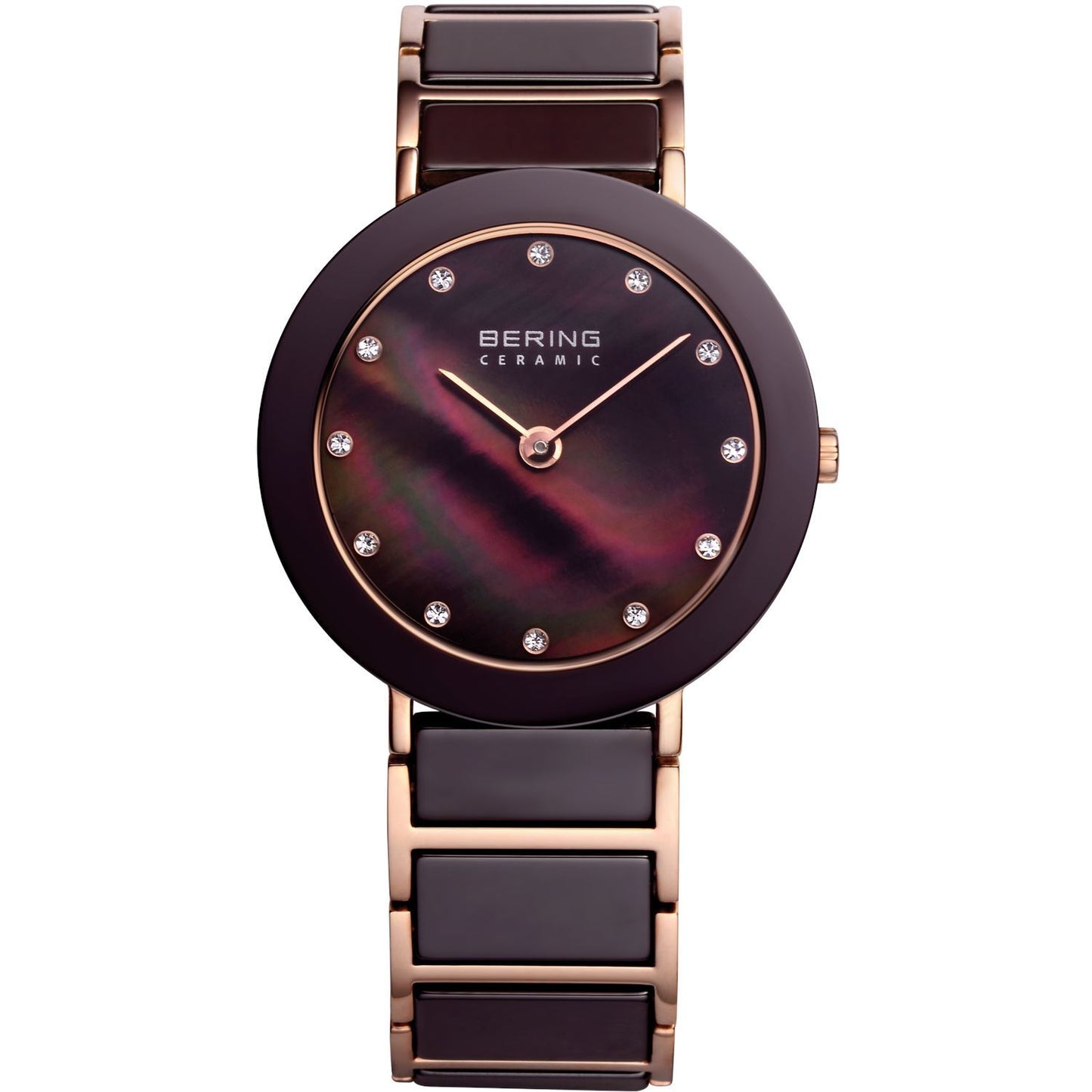 Reloj Bering elegante de mujer de cerámica marrón