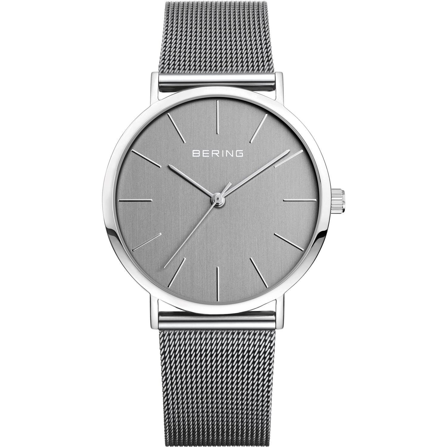 Reloj Bering minimalista mujer plateado detalles plateados