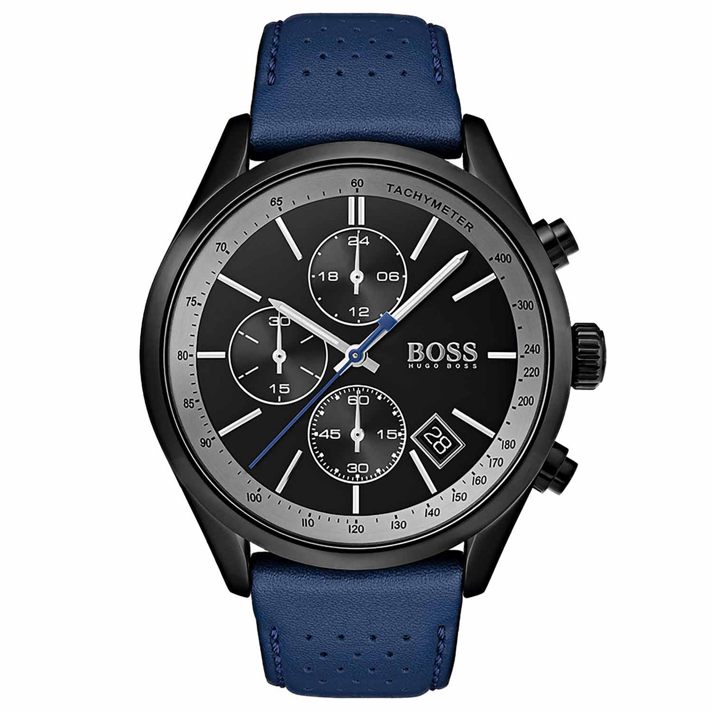 Reloj deportivo Hugo Boss cronógrafo correa de cuero azul de hombre