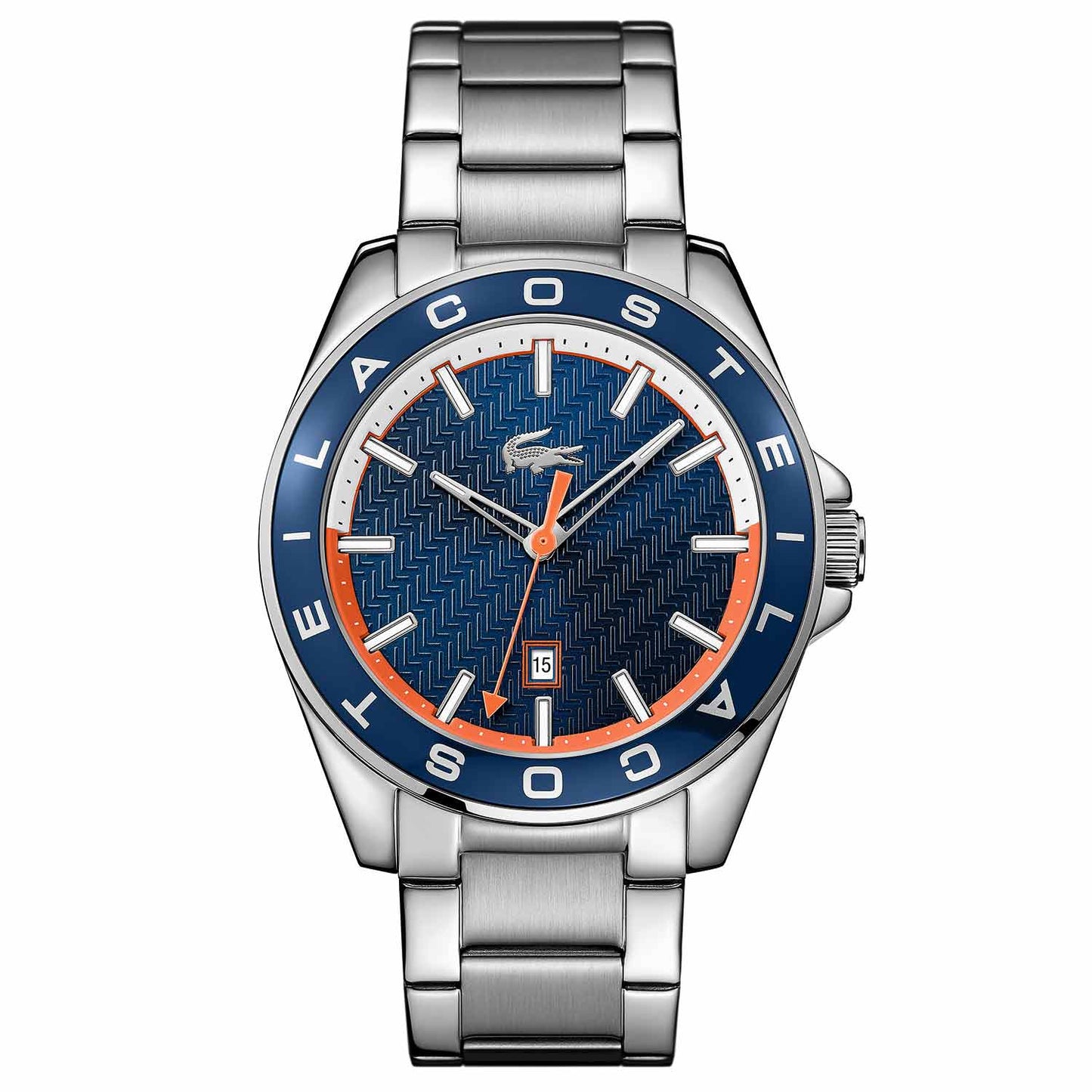 Reloj deportivo Lacoste esfera azul y brazalete de acero de hombre