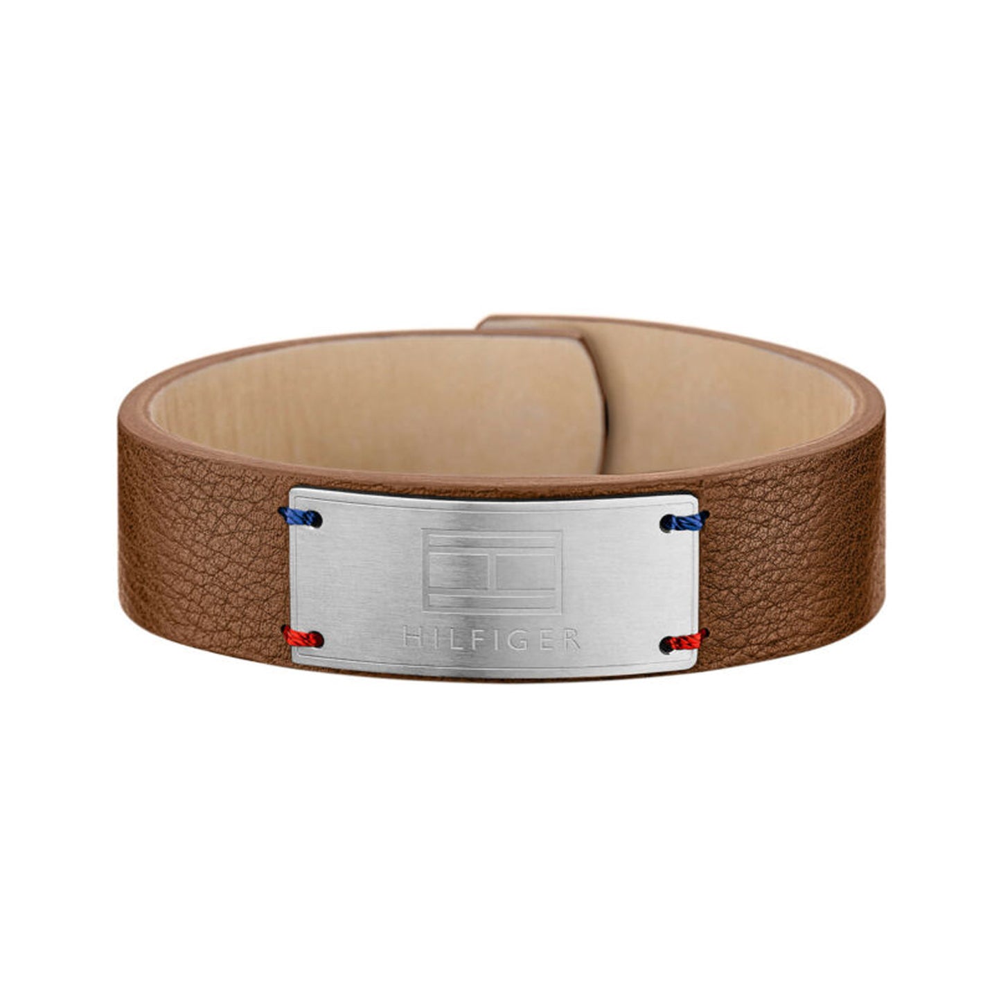 Pulsera ancha de hombre Tommy Hilfiger de piel marrón