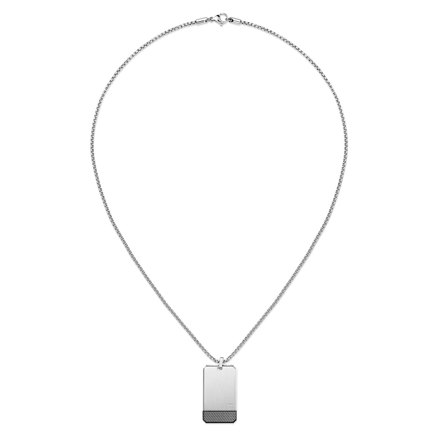 Collar de hombre de Tommy Hilfiger de acero con placa texturizada