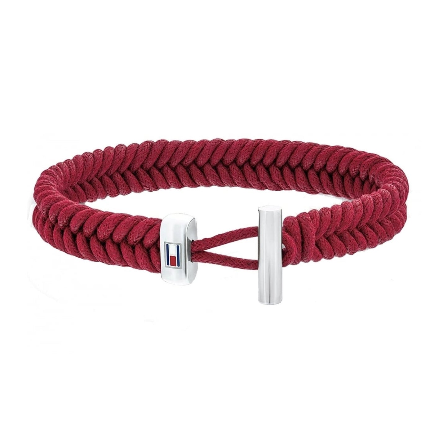 Pulsera de hombre Tommy Hilfiger de nylon granate trenzado