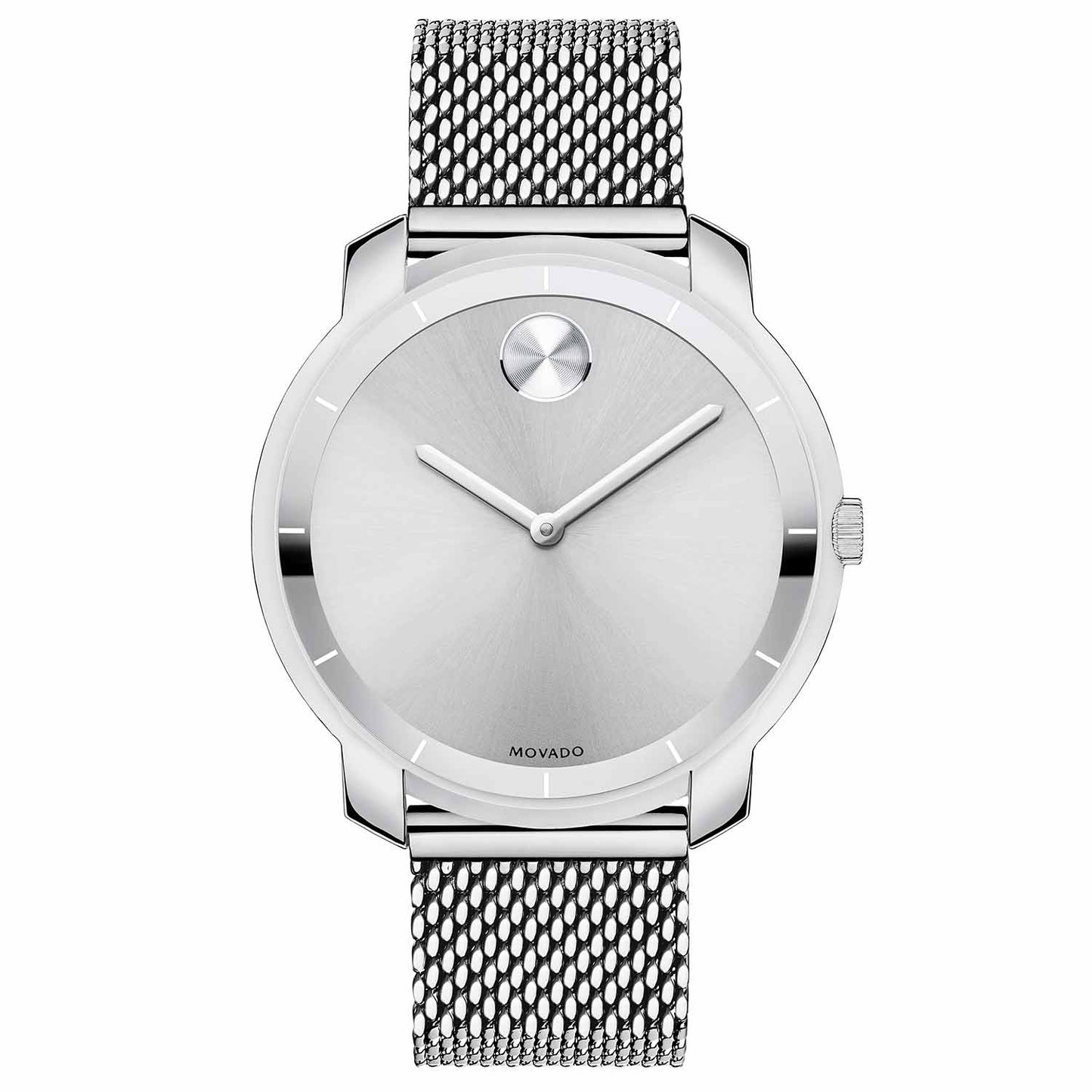 Reloj minimalista de mujer Movado plateado malla