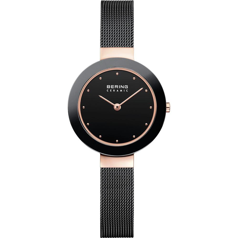 Reloj de mujer con malla milanesa y cerámica negra