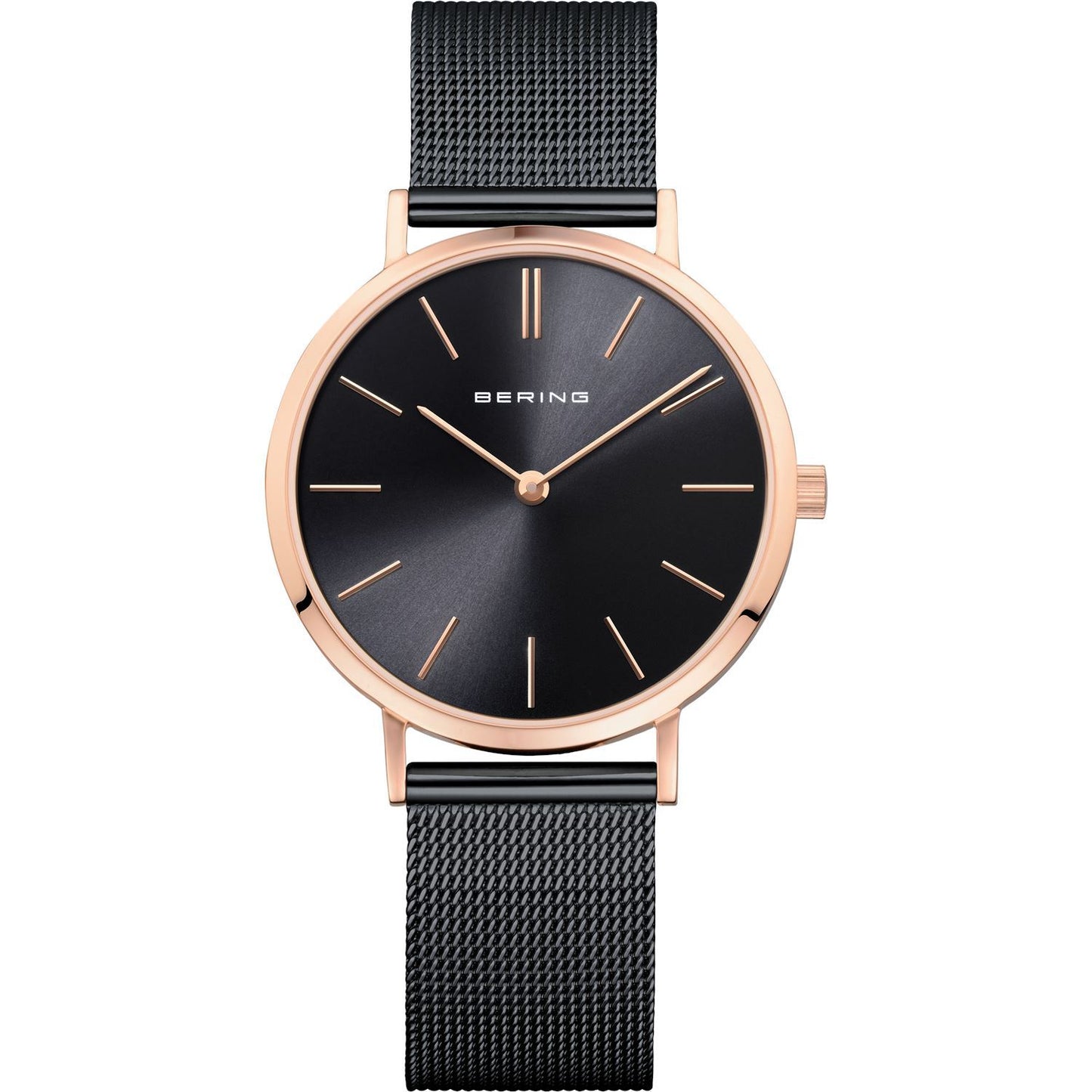 Reloj Bering mujer minimalista malla negro y rosado