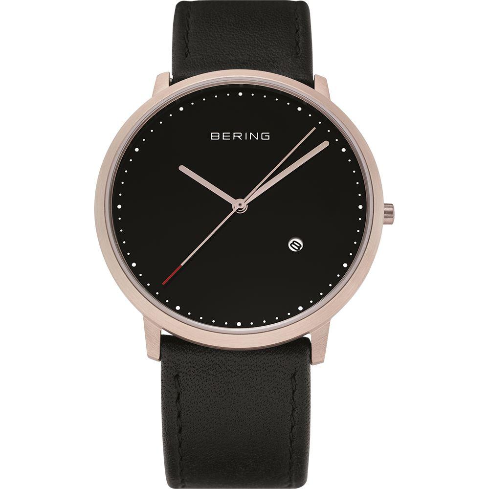 Reloj Bering unisex clásico negro y oro rosa