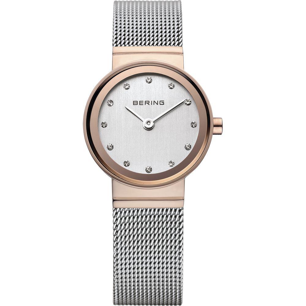 Reloj Bering malla clásico mujer bicolor rosado