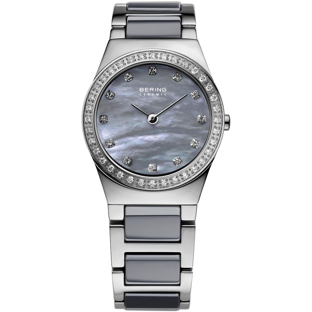 Reloj Bering mujer de cerámica gris y caja de acero