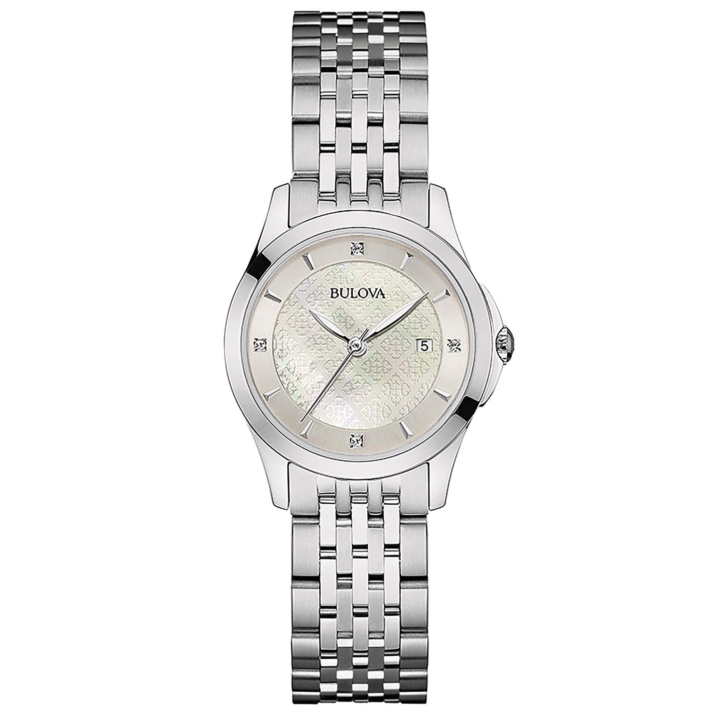Reloj Diamonds Bulova plateado efecto nácar y 4 diamantes de Mujer
