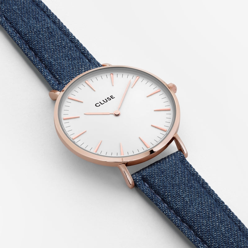 Reloj La Bohéme Cluse Rosado Azul Denim Mujer