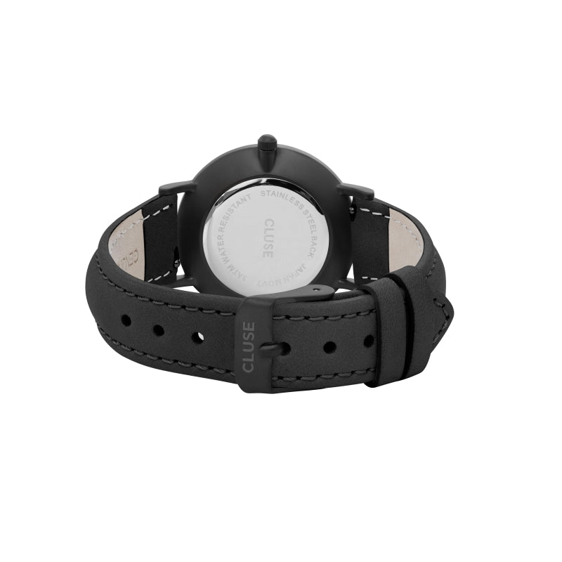 Reloj Minuit Cluse de mujer negro con correa negra