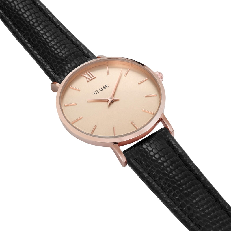 Reloj Minuit Cluse Efecto Reptil Rosado Negro de Mujer