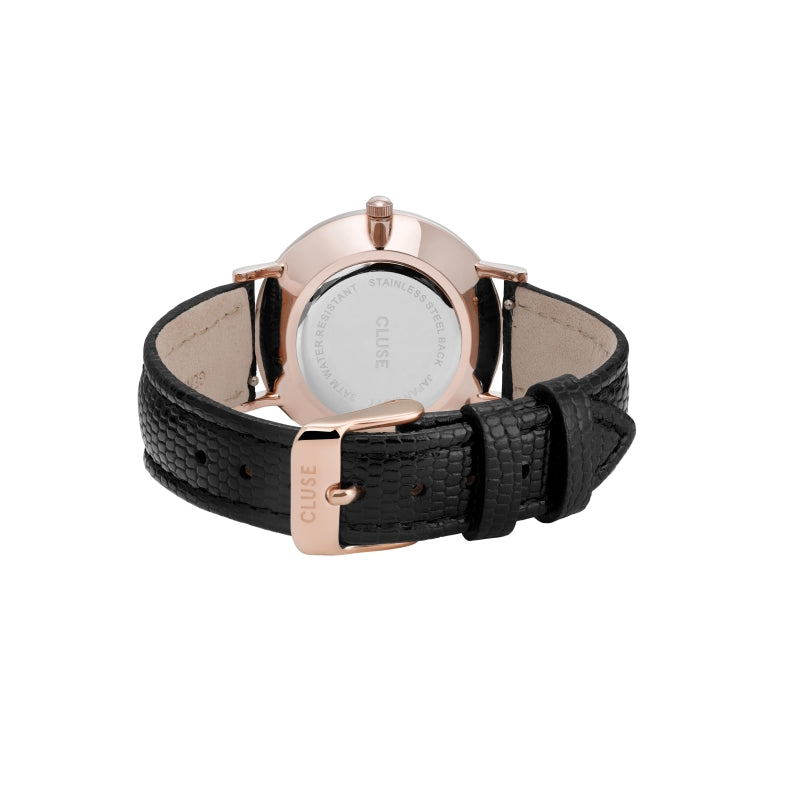 Reloj Minuit Cluse Efecto Reptil Rosado Negro de Mujer