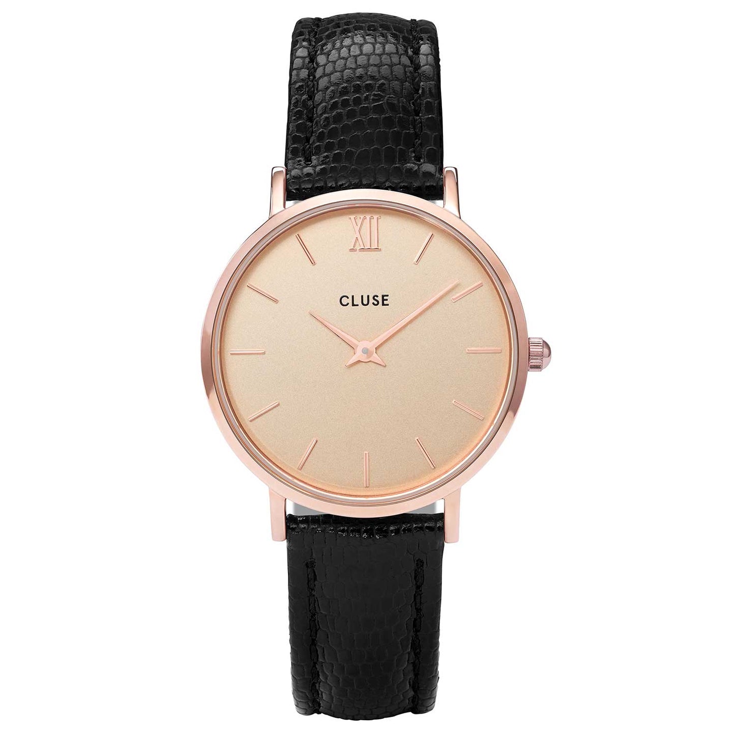 Reloj Minuit Cluse Efecto Reptil Rosado Negro de Mujer