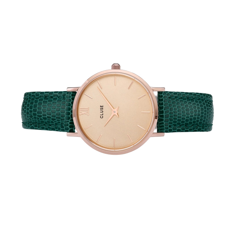Reloj Minuit Cluse Efecto Reptil Rosado Verde de Mujer