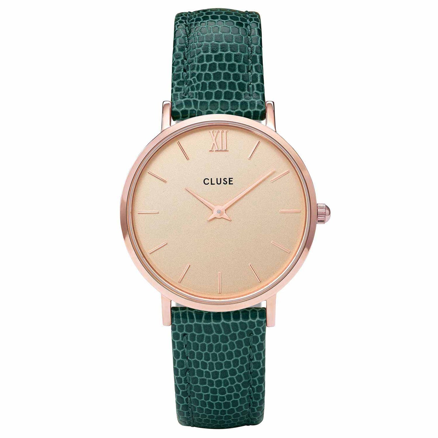 Reloj Minuit Cluse Efecto Reptil Rosado Verde de Mujer