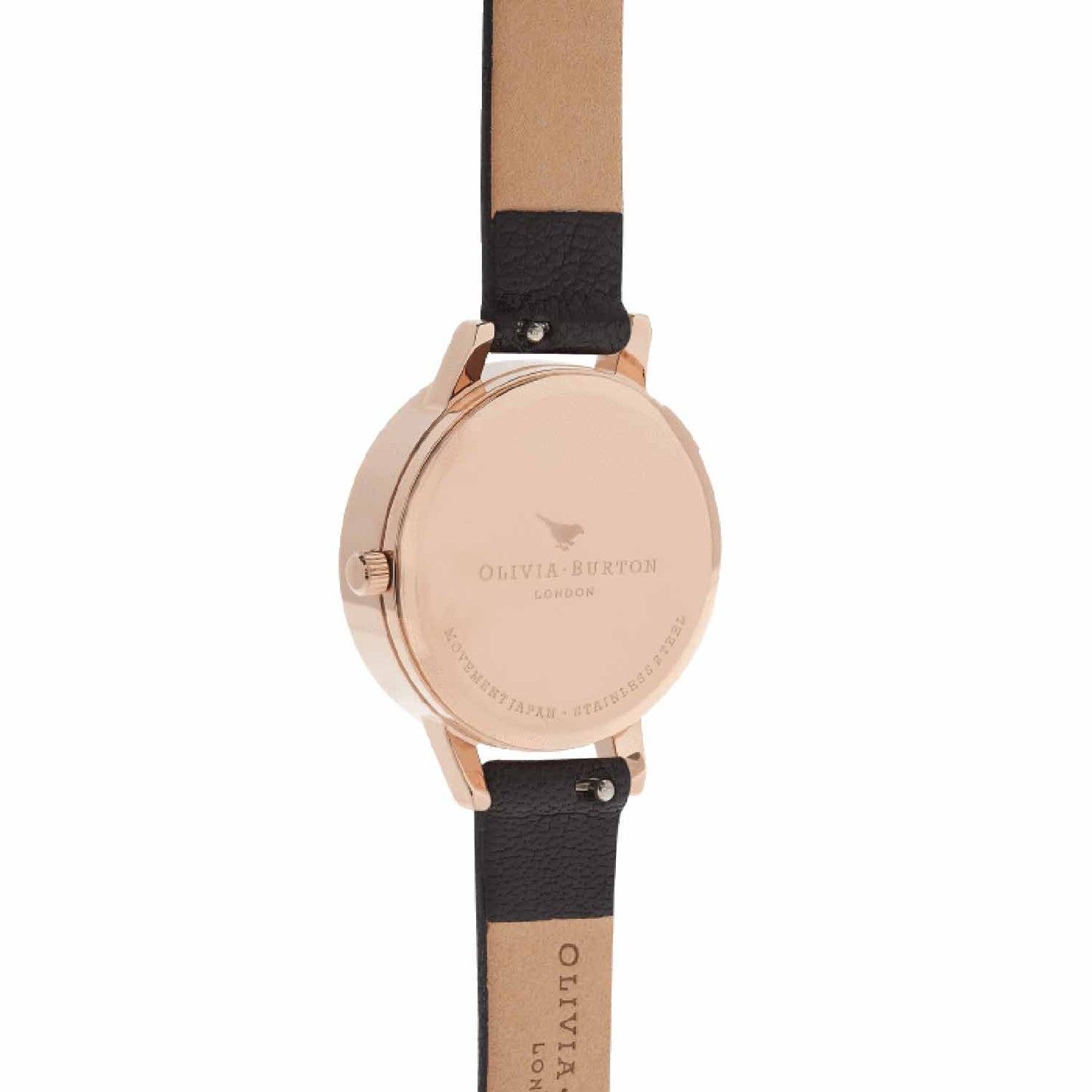 Reloj tendencia Olivia Burton esfera negra con flores y abeja de mujer