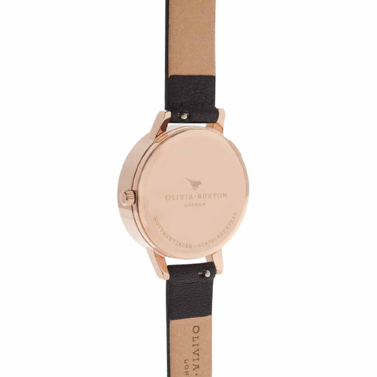 Reloj tendencia Olivia Burton negro con margaritas móviles de mujer