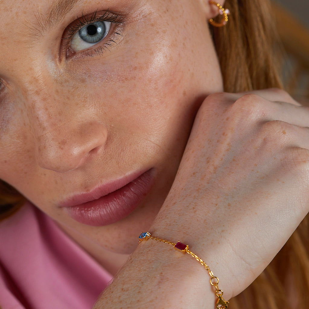 Pulsera Maya de plata con circonitas