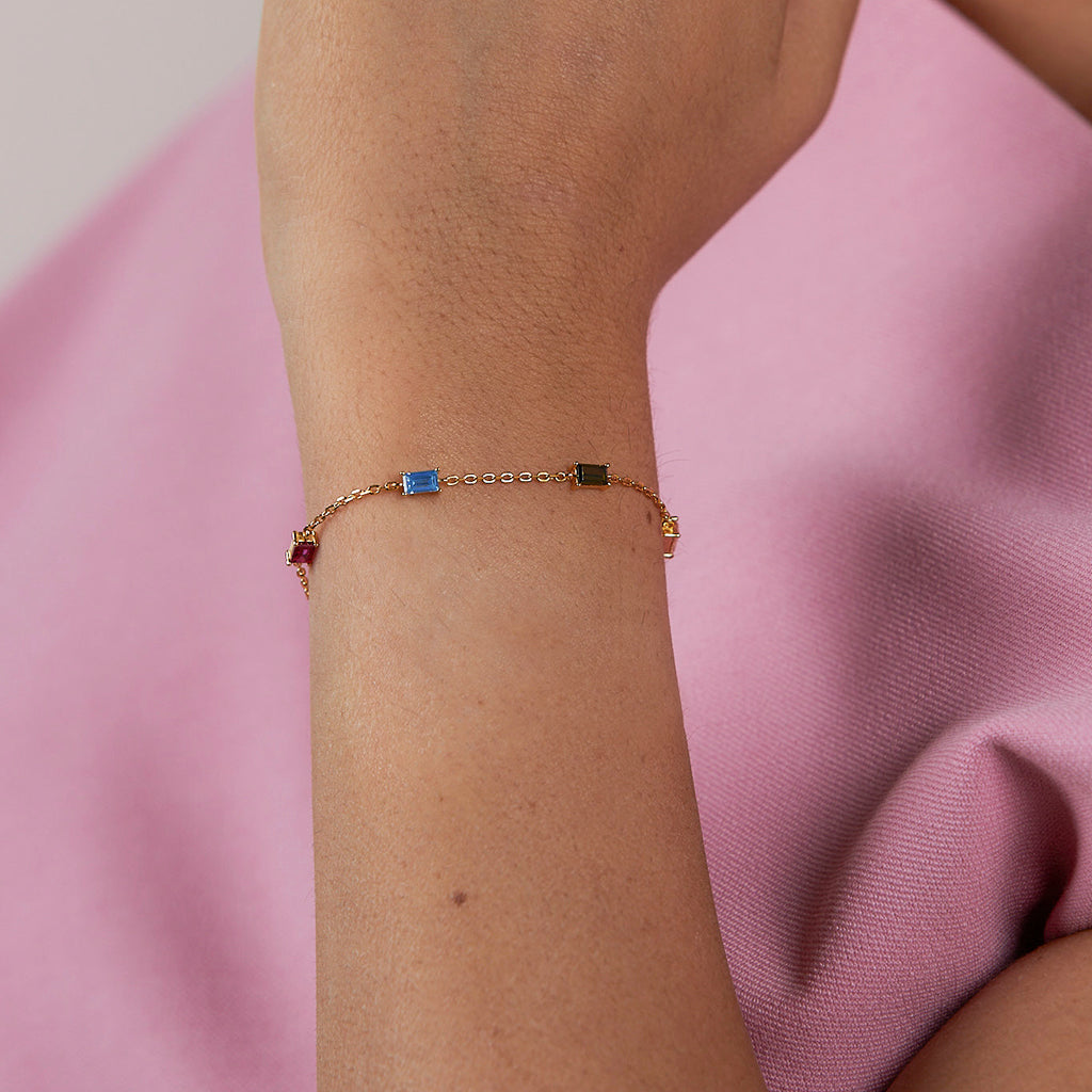 Pulsera Maya de plata con circonitas