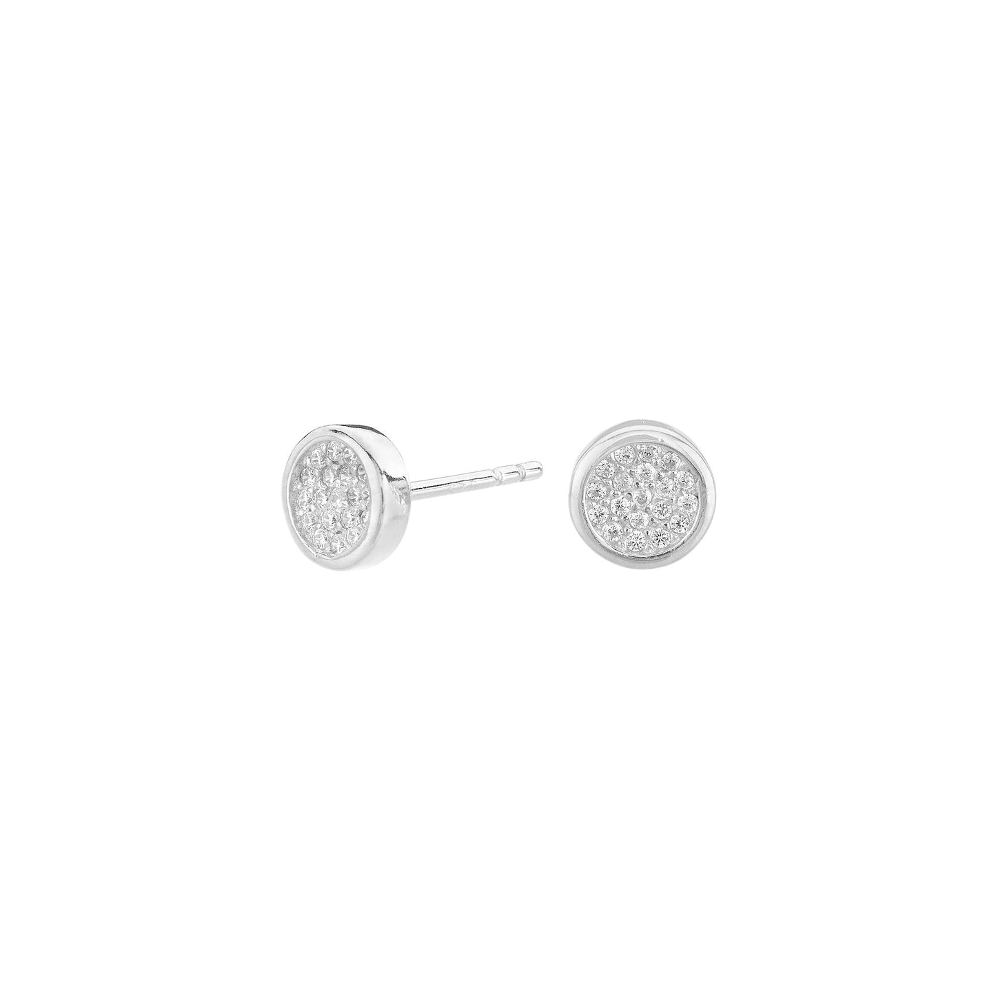 Pendientes Botón Pavé Plata