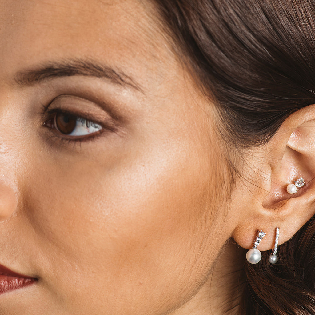 Pendientes de plata con perla colgante