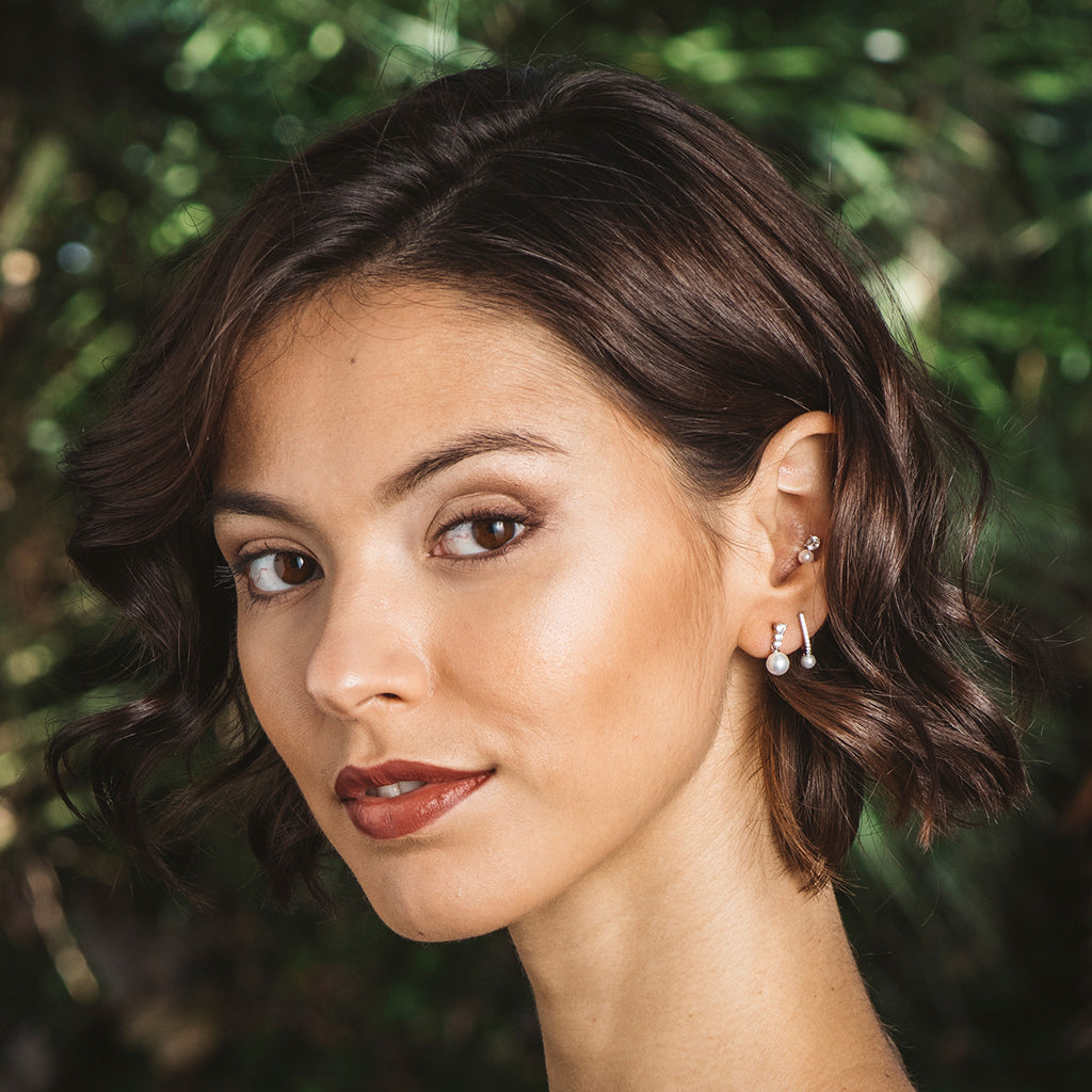 Pendientes de plata con perla colgante