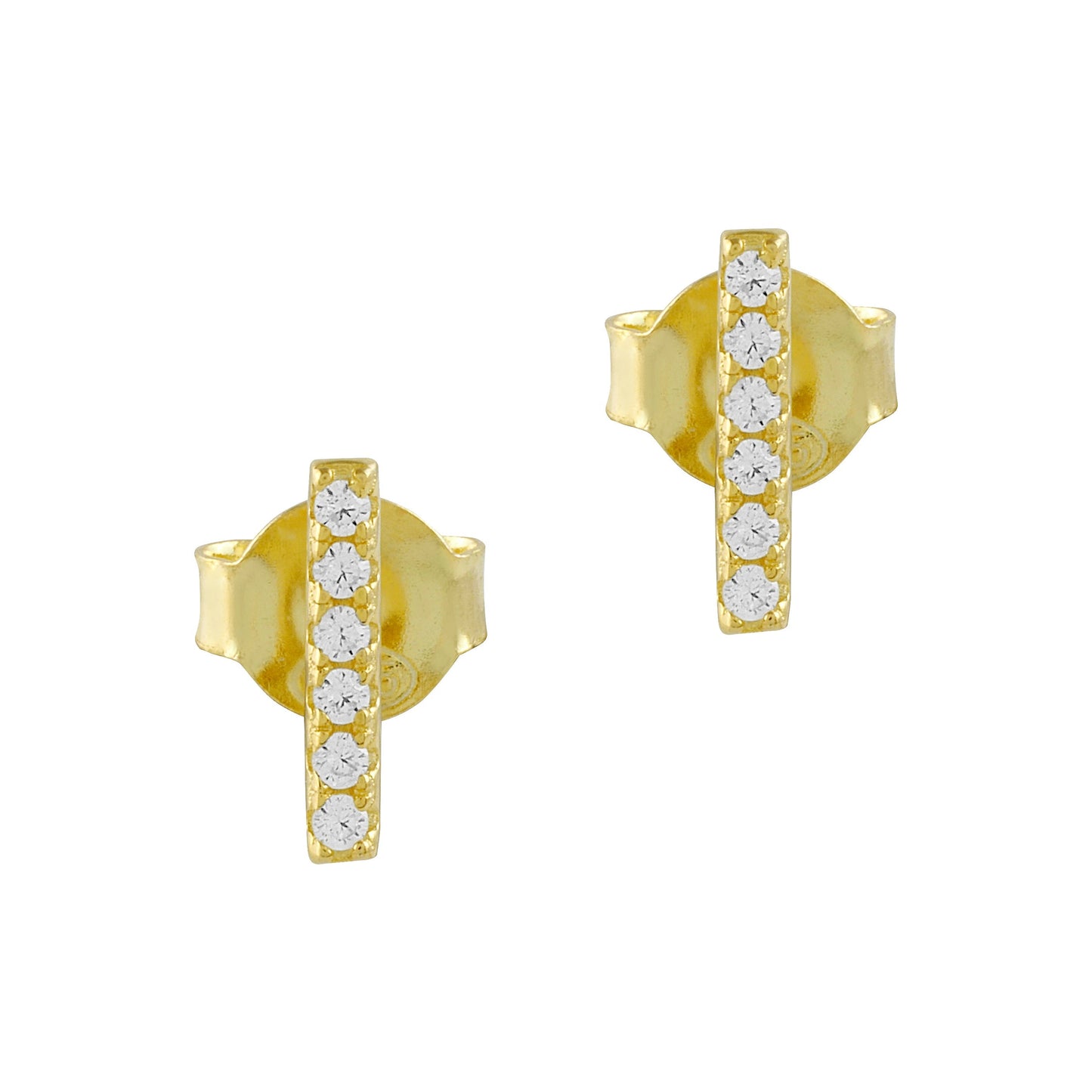 Pendientes Seis Circonitas Plata bañados en Oro