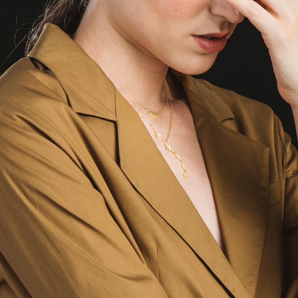 Collar de plata bañada en oro y circonitas