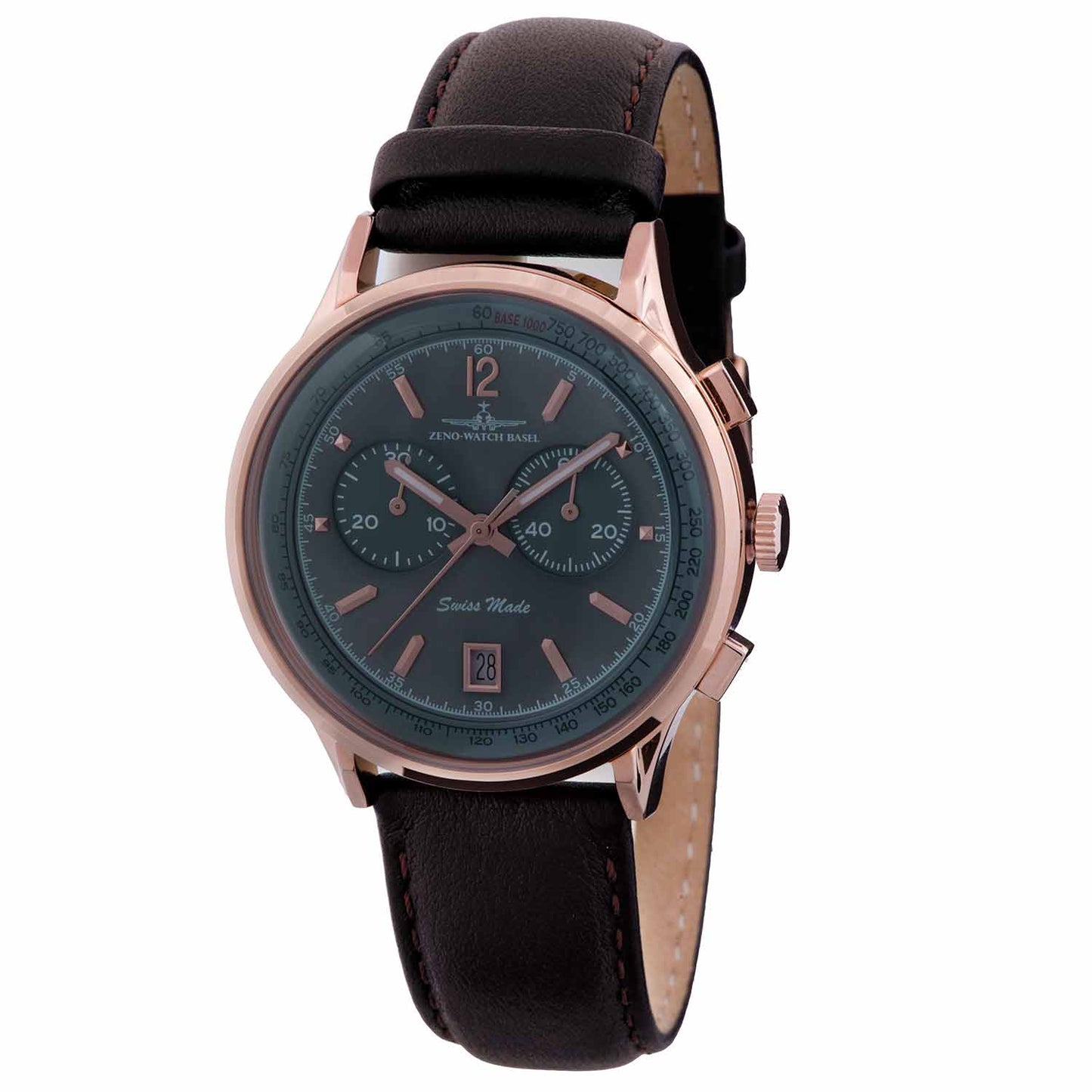 Reloj vintage Zeno cronógrafo marrón de Hombre