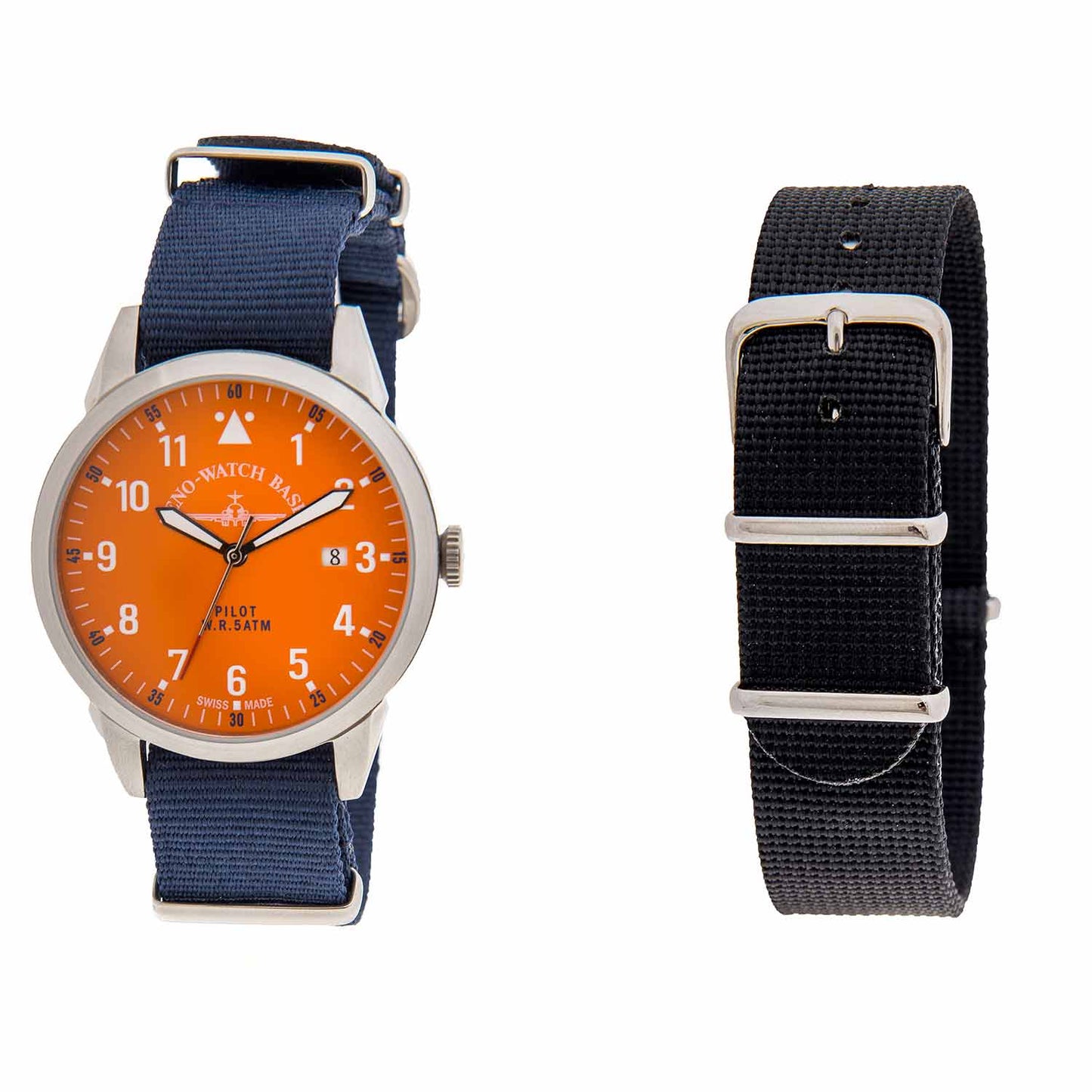 Reloj deportivo Zeno doble correa tela azul y negra de Hombre