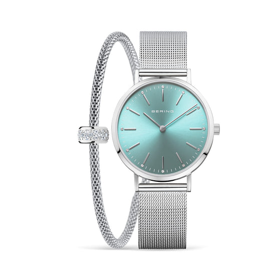 BERING Reloj de cuarzo para mujer Movement - Classic Collection con acero inoxidable y cristal de zafiro 14134-005-GWP