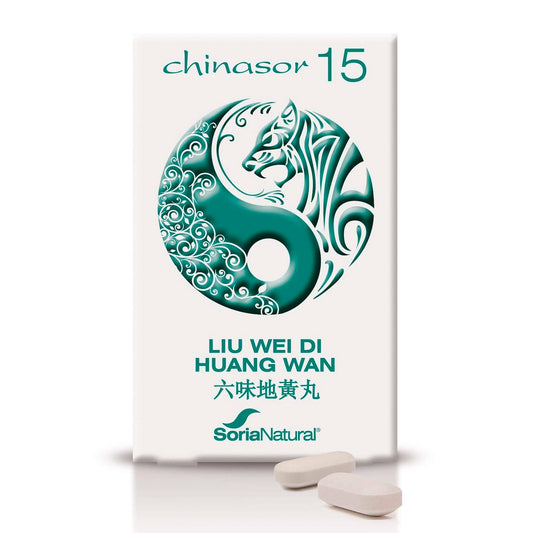 Soria Natural Chinasor 15 Liu Wei Di Huang Wan – Ayuda a Tonificar el Yin – Ingredientes con Rehmannia que Tonifican el Yin - Plantas Medicinales de Origen Asiático - 30 Comprimidos de 1,5g