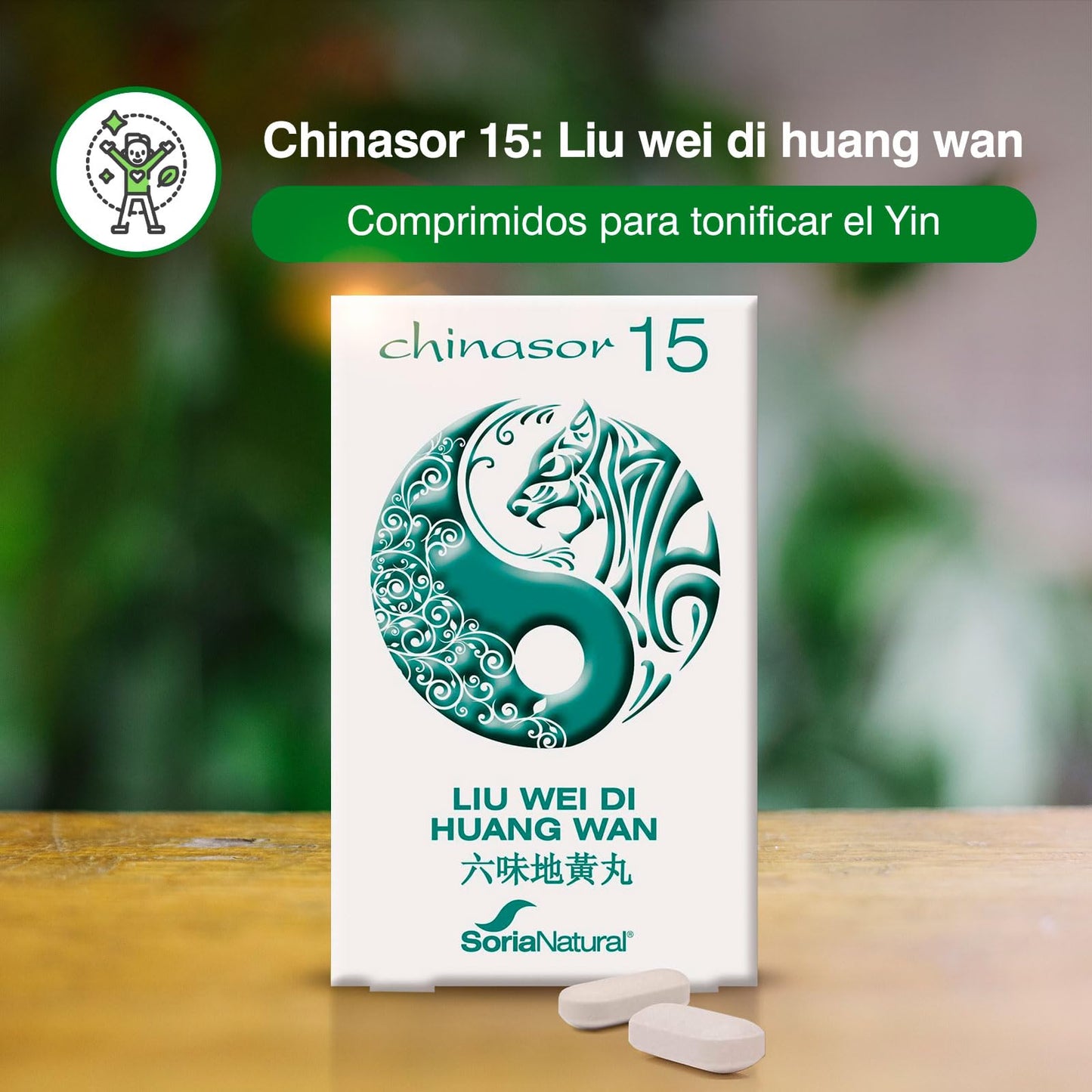 Soria Natural Chinasor 15 Liu Wei Di Huang Wan – Ayuda a Tonificar el Yin – Ingredientes con Rehmannia que Tonifican el Yin - Plantas Medicinales de Origen Asiático - 30 Comprimidos de 1,5g