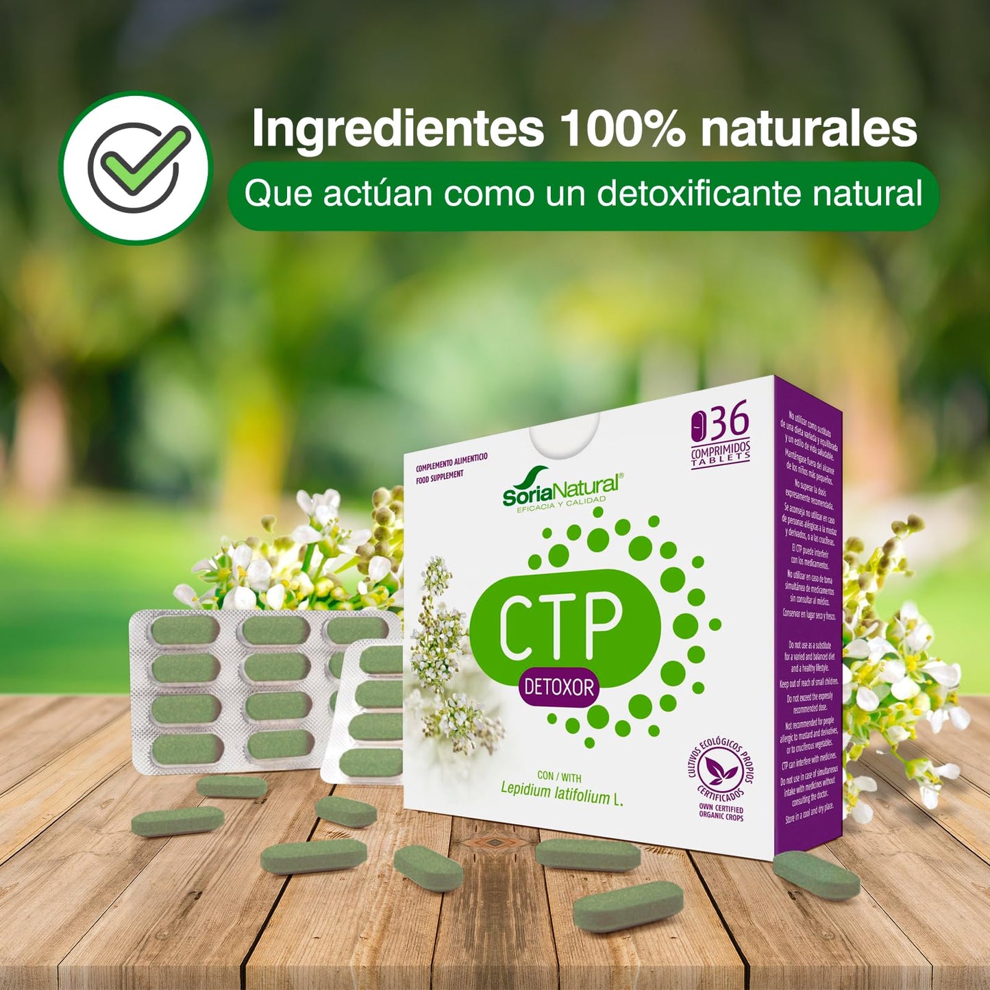 Soria Natural CTP Detoxor – Detoxificante Natural – Suplemento con Rompepiedras - 100% Natural - Ayuda a Eliminar los Tóxicos de las Células - 36 Comprimidos de 1g.