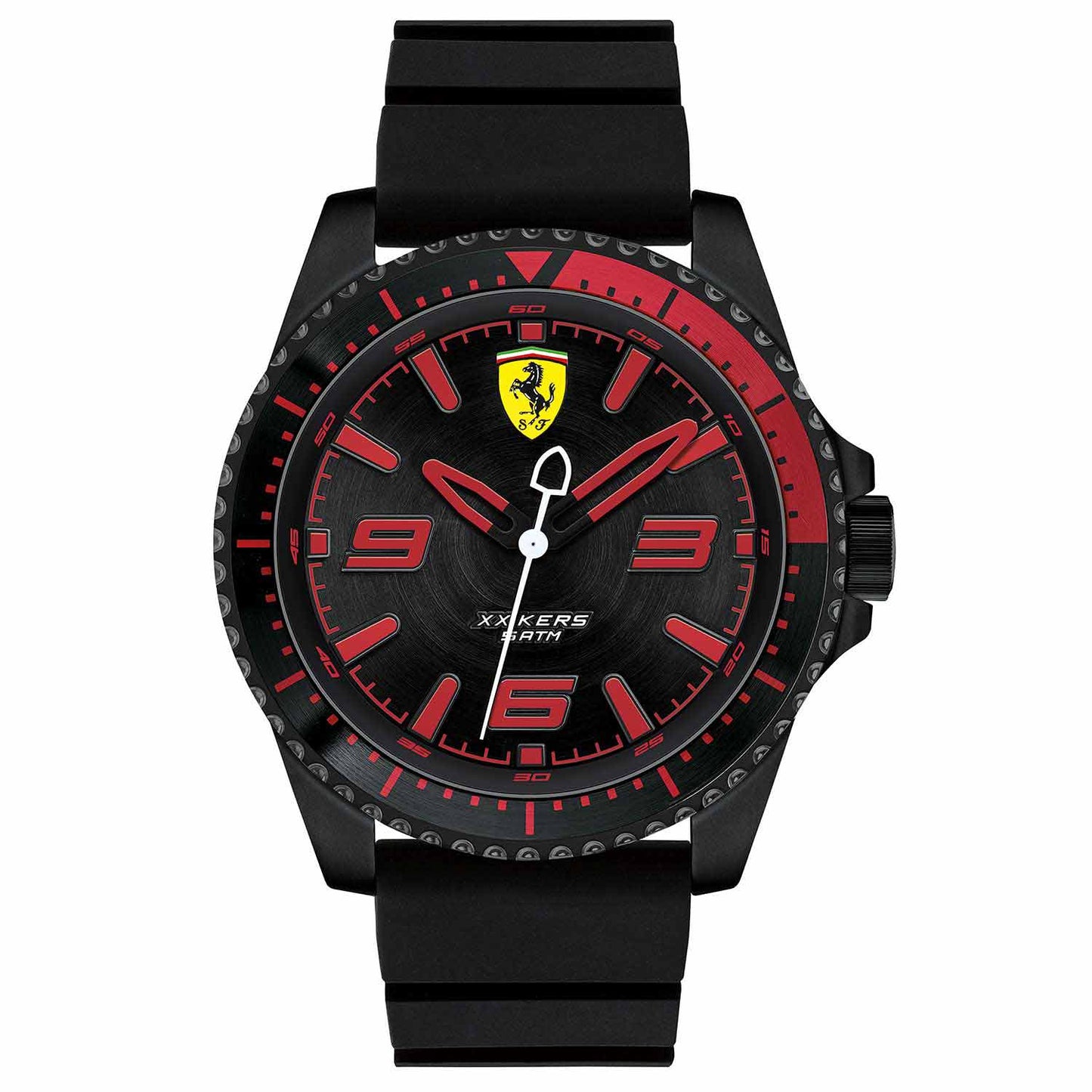 Reloj deportivo de hombre Scuderia Ferrari negro con detalles en rojo
