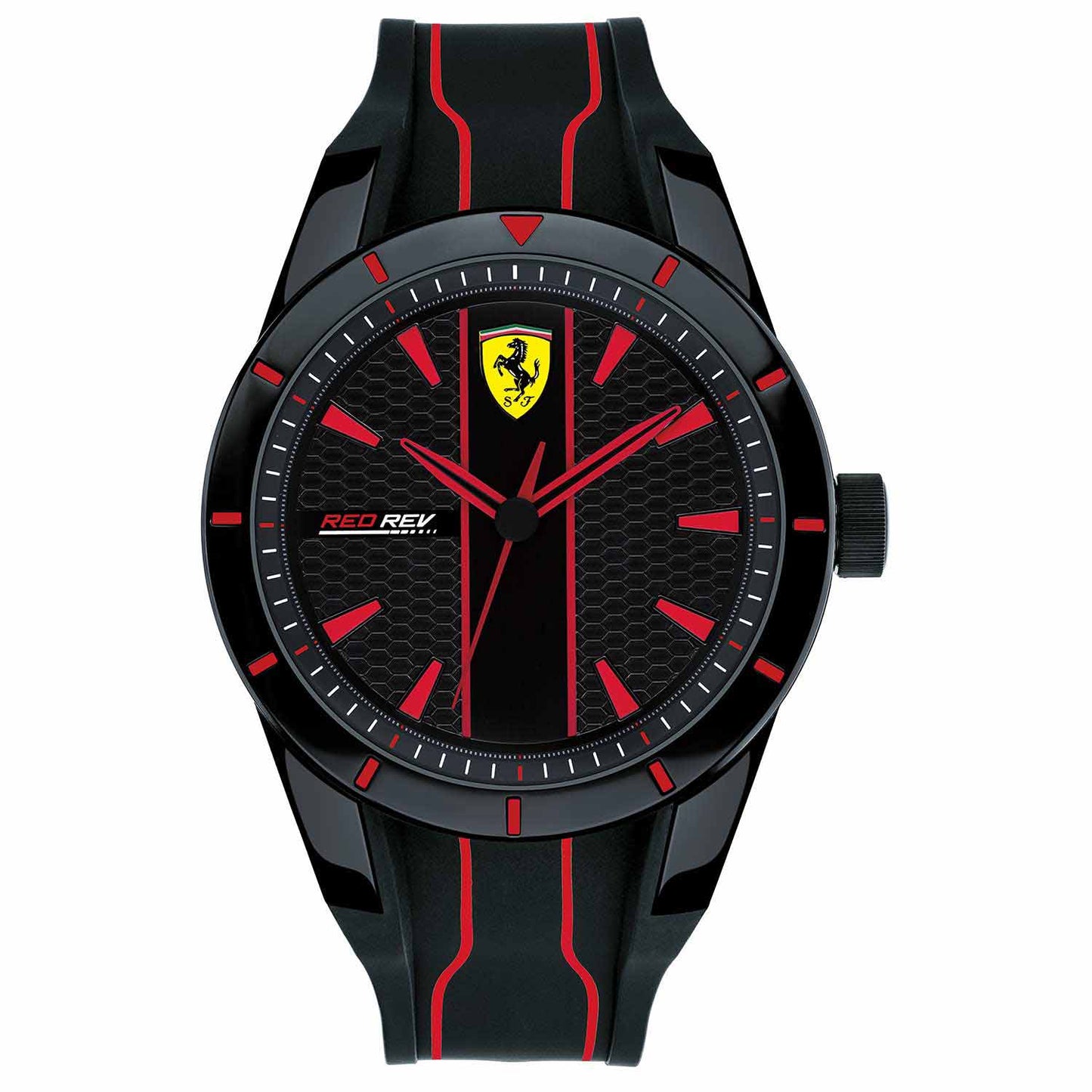 Reloj deportivo Scuderia Ferrari de hombre de caucho negro y rojo
