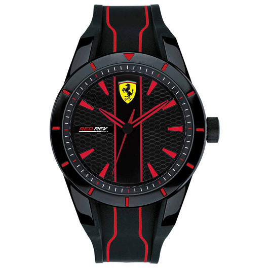 Reloj deportivo Scuderia Ferrari de hombre de caucho negro y rojo