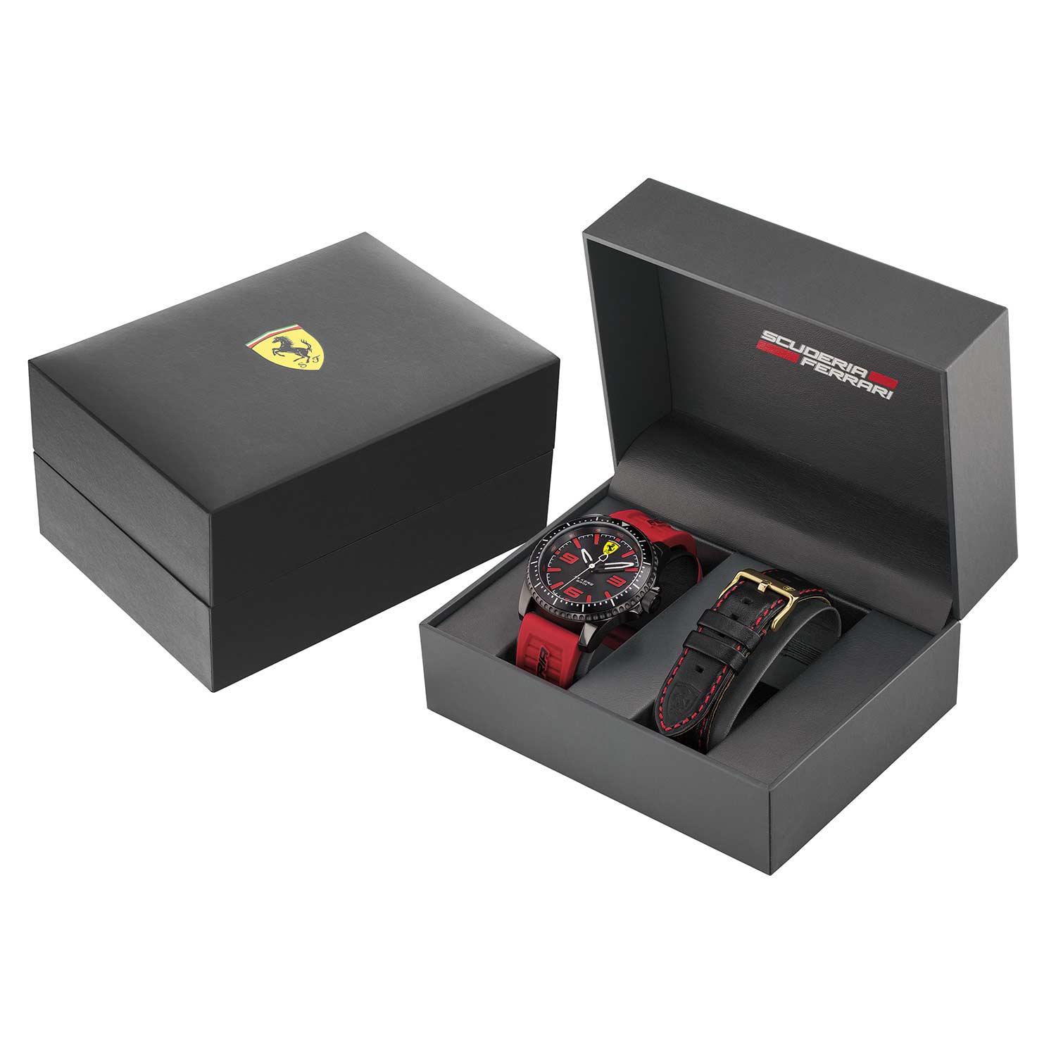 Reloj deportivo de hombre Scuderia Ferrari con esfera negra y correa de silicona intercambiable