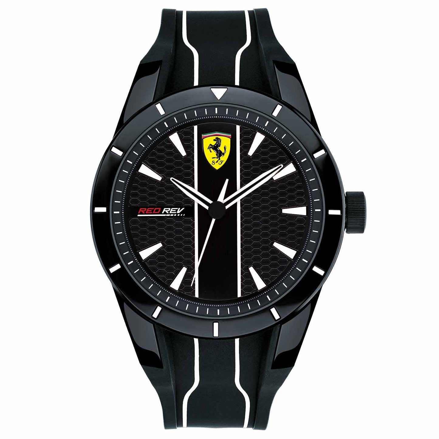 Reloj deportivo Scuderia Ferrari de hombre de caucho negro y blanco