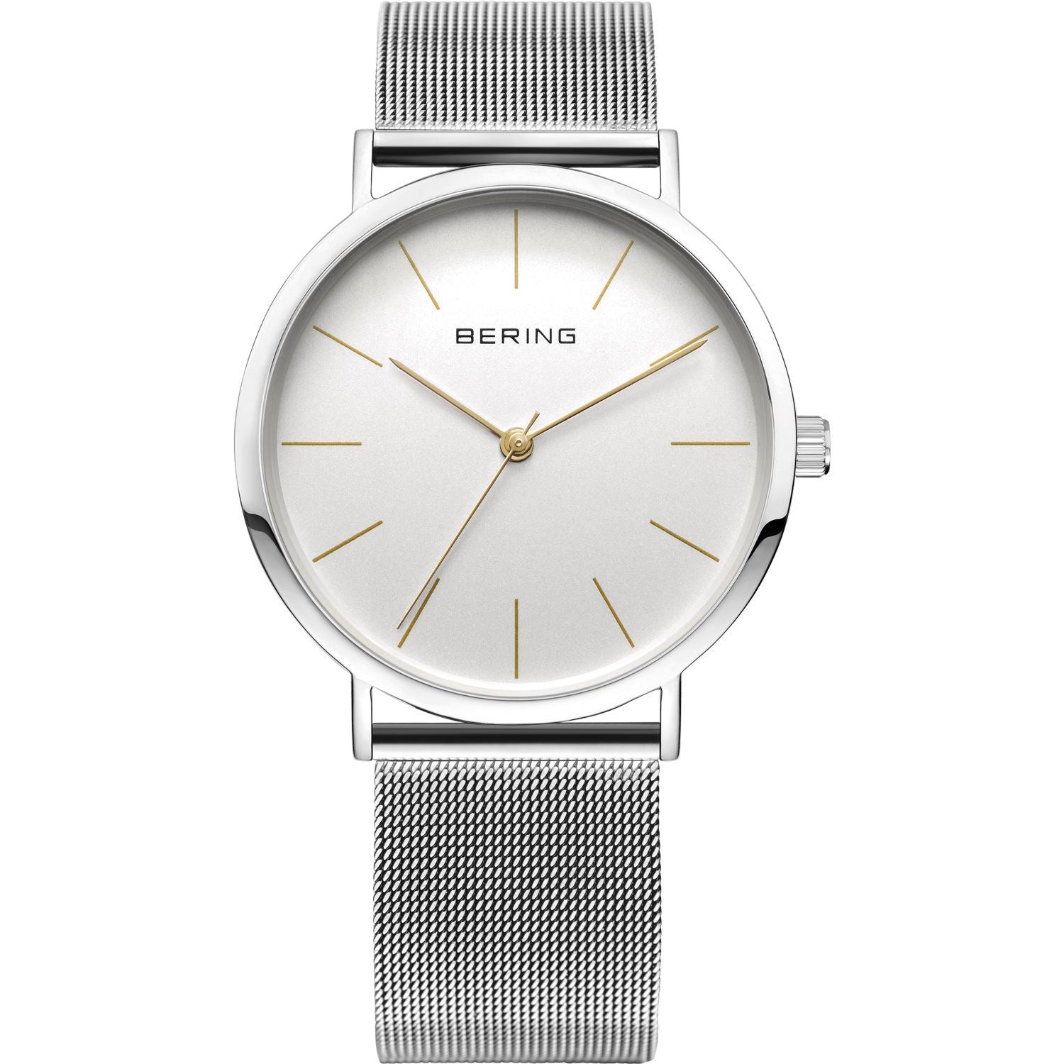 Reloj minimalista mujer plateado detalles dorados