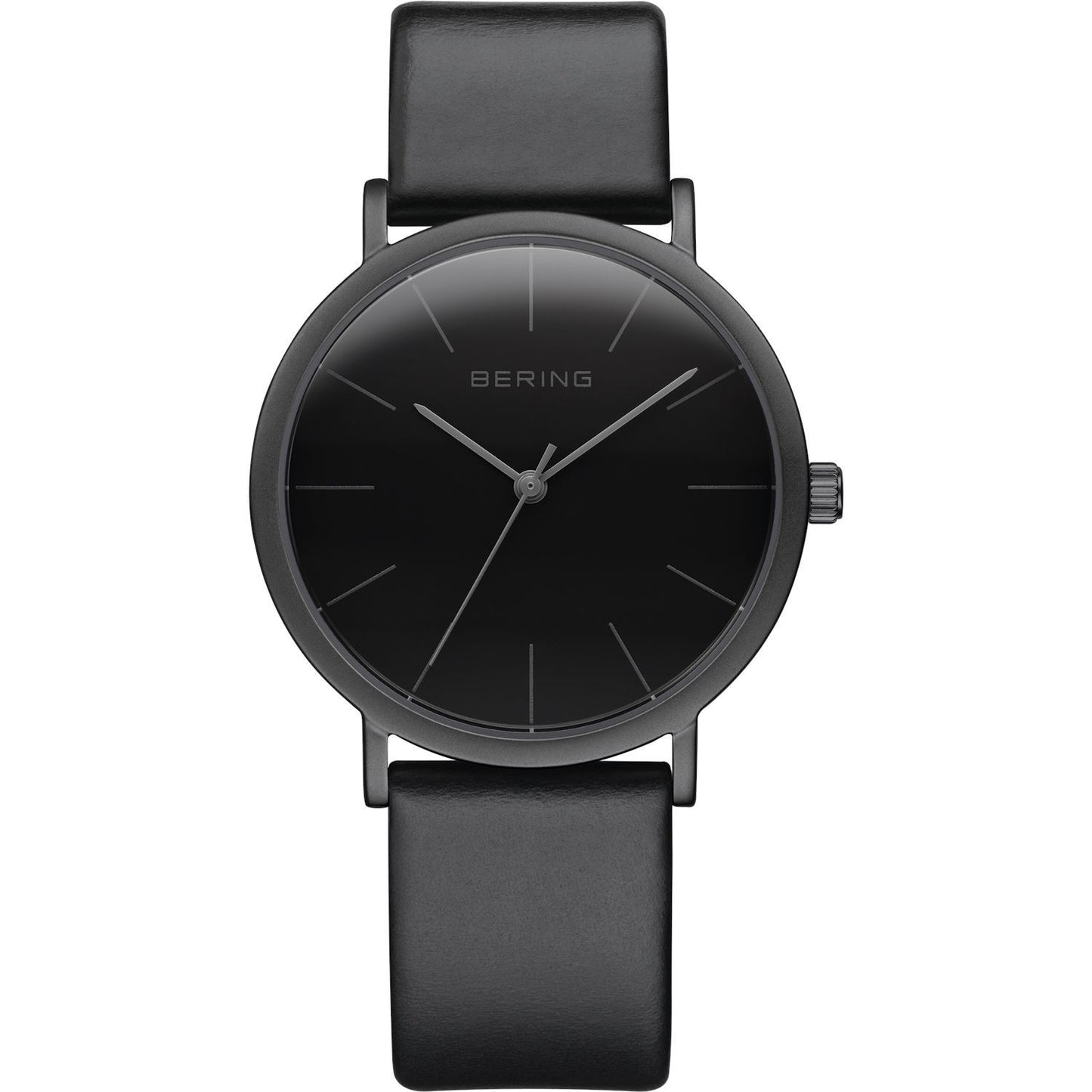 Reloj Bering minimalista unisex cuero azul y esfera negra